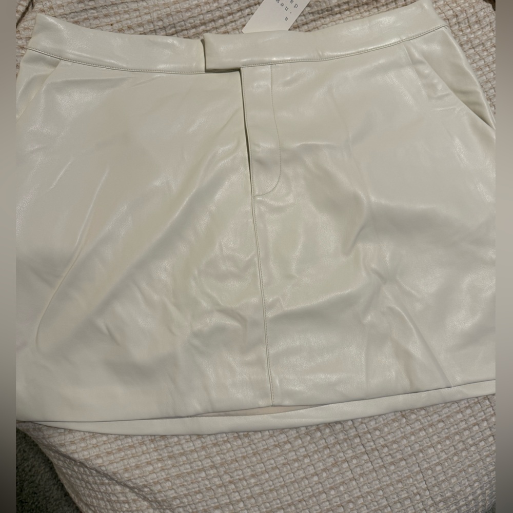 a new day Off-White Faux Leather Mini Skirt
